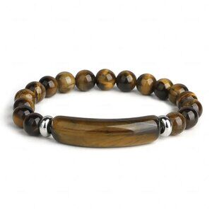 Men's Brown Tiger's Eye Beaded Natural Stone Boho Reiki Healing Bracelets NEW